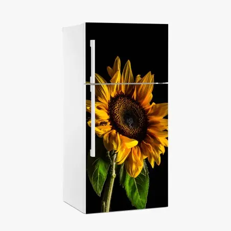 Sticker pour réfrigérateur tournesol lumineux sur fond noir – Wallnifity®