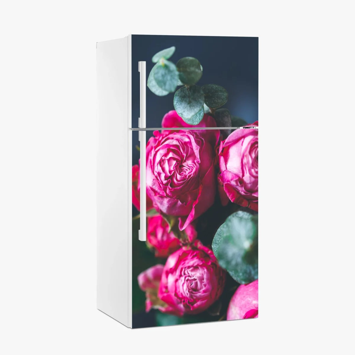 Sticker pour réfrigérateur roses fuchsia en gros plan sur fond bleu – Wallnifity® Sticker pour réfrigérateur roses fuchsia en gros plan sur fond bleu – Wallnifity®