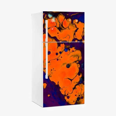 Sticker pour réfrigérateur nuances d'orange sur fond violet profond – Wallnifity®