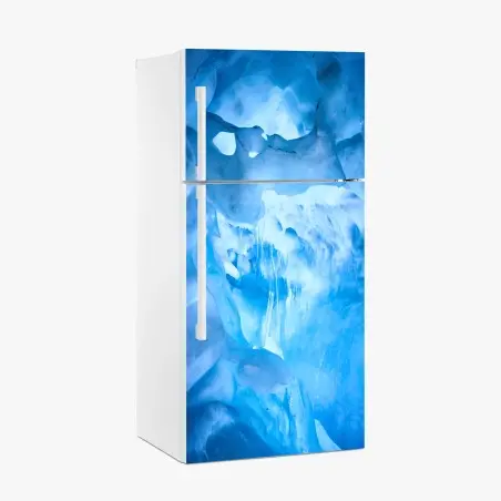 Sticker pour réfrigérateur intérieur d'une grotte de glace bleue – Wallnifity®