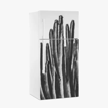 Sticker pour réfrigérateur cactus minimaliste en noir et blanc pour décoration murale – Wallnifity®