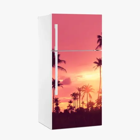 Sticker pour réfrigérateur coucher de soleil tropical aux palmiers – Wallnifity®