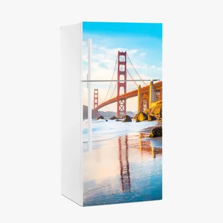 Sticker pour réfrigérateur vue emblématique du Golden Gate depuis Baker Beach – Wallnifity®