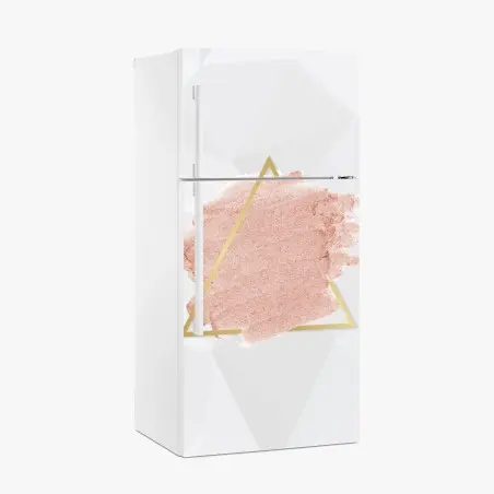 Sticker pour réfrigérateur triangle doré et lavis rose pastel – Wallnifity®