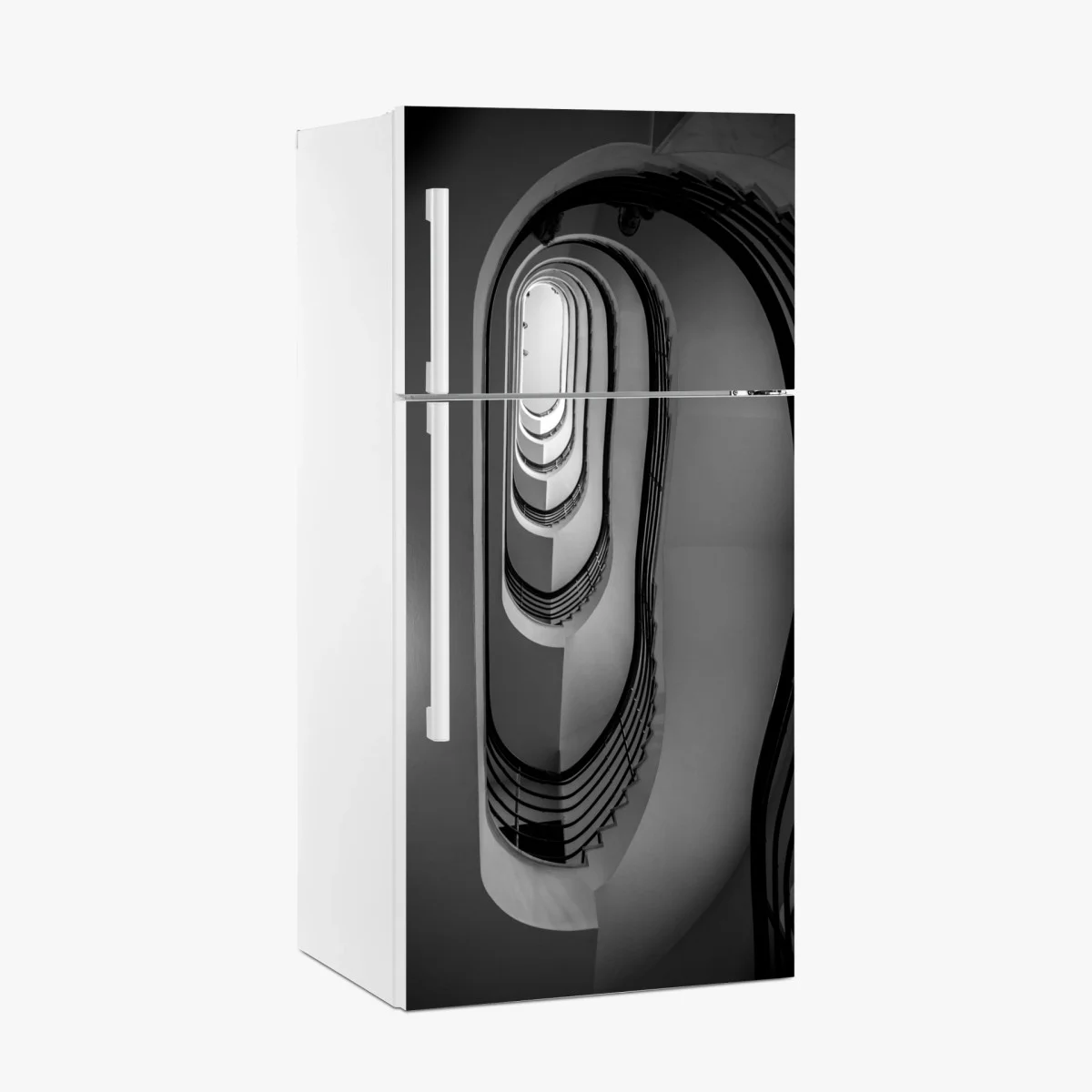 Sticker pour réfrigérateur escalier en spirale monochrome – Wallnifity® Sticker pour réfrigérateur escalier en spirale monochrome – Wallnifity®