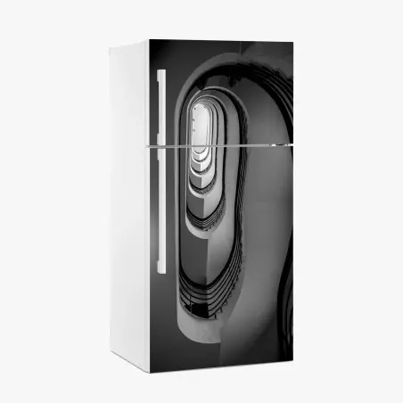 Sticker pour réfrigérateur escalier en spirale monochrome – Wallnifity®