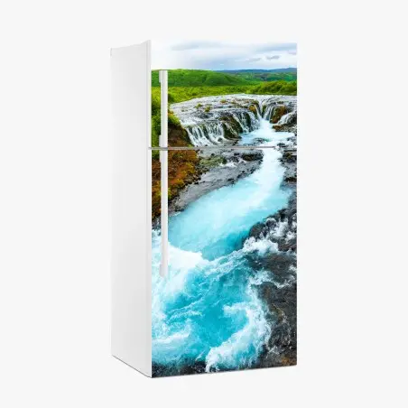 Sticker pour réfrigérateur cascade turquoise de Bruarfoss en Islande – Wallnifity®