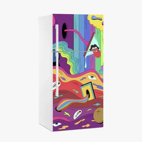 Sticker pour réfrigérateur rêve psychédélique en couleurs – Wallnifity®