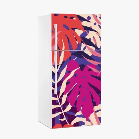Sticker pour réfrigérateur jungle rétro aux feuilles pastel – Wallnifity®
