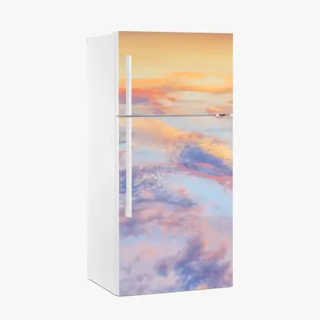 Sticker pour réfrigérateur aube pastel et nuages dorés – Wallnifity®