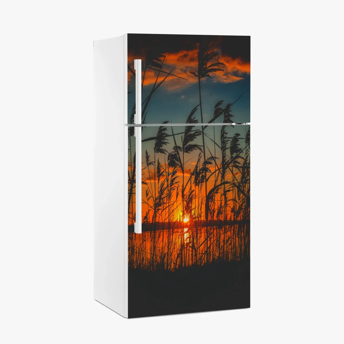 Sticker pour réfrigérateur silhouettes de roseaux au coucher de soleil – Wallnifity® Sticker pour réfrigérateur silhouettes de roseaux au coucher de soleil – Wallnifity®