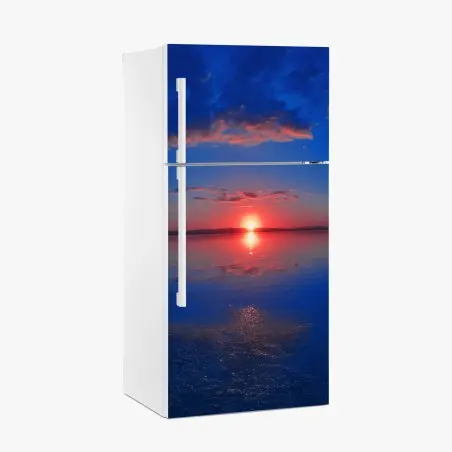 Sticker pour réfrigérateur crépuscule rouge sur le lac – Wallnifity®