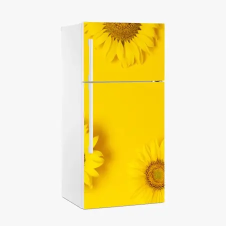 Sticker pour réfrigérateur éclat de tournesols sur fond jaune – Wallnifity®
