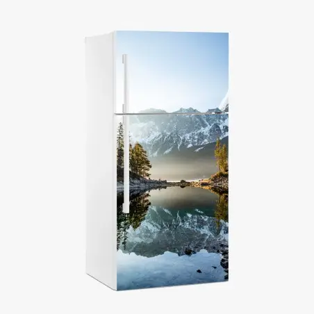 Sticker pour réfrigérateur reflet alpin au lever du soleil – Wallnifity®