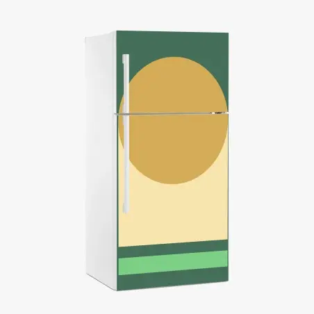 Sticker pour réfrigérateur composition géométrique ocre et vert – Wallnifity®