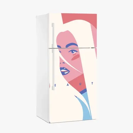Sticker pour réfrigérateur portrait pop minimaliste aux tons pastel – Wallnifity®