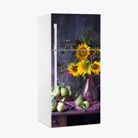 Sticker pour réfrigérateur bouquet de tournesols et fruits d'automne – Wallnifity®
