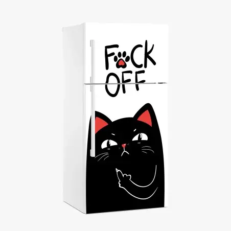 Sticker pour réfrigérateur chat noir insolent au message provocateur – Wallnifity®