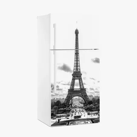 Sticker pour réfrigérateur silhouette monochrome de la Tour Eiffel – Wallnifity®