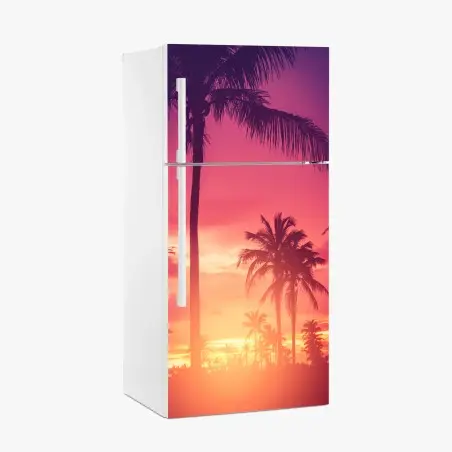 Sticker pour réfrigérateur coucher de soleil tropical aux palmiers – Wallnifity®