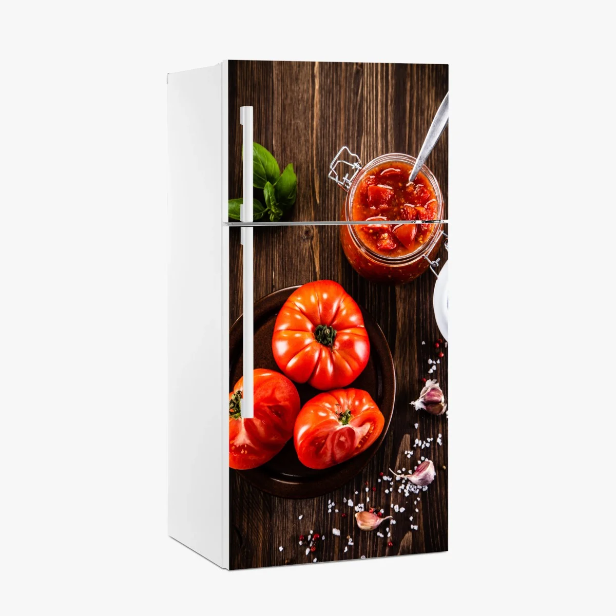 Sticker pour réfrigérateur composition rustique de tomates mûres et basilic – Wallnifity® Sticker pour réfrigérateur composition rustique de tomates mûres et basilic – Wallnifity®