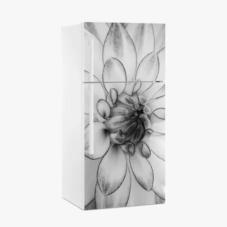Sticker pour réfrigérateur éclosion florale en noir et blanc – Wallnifity®