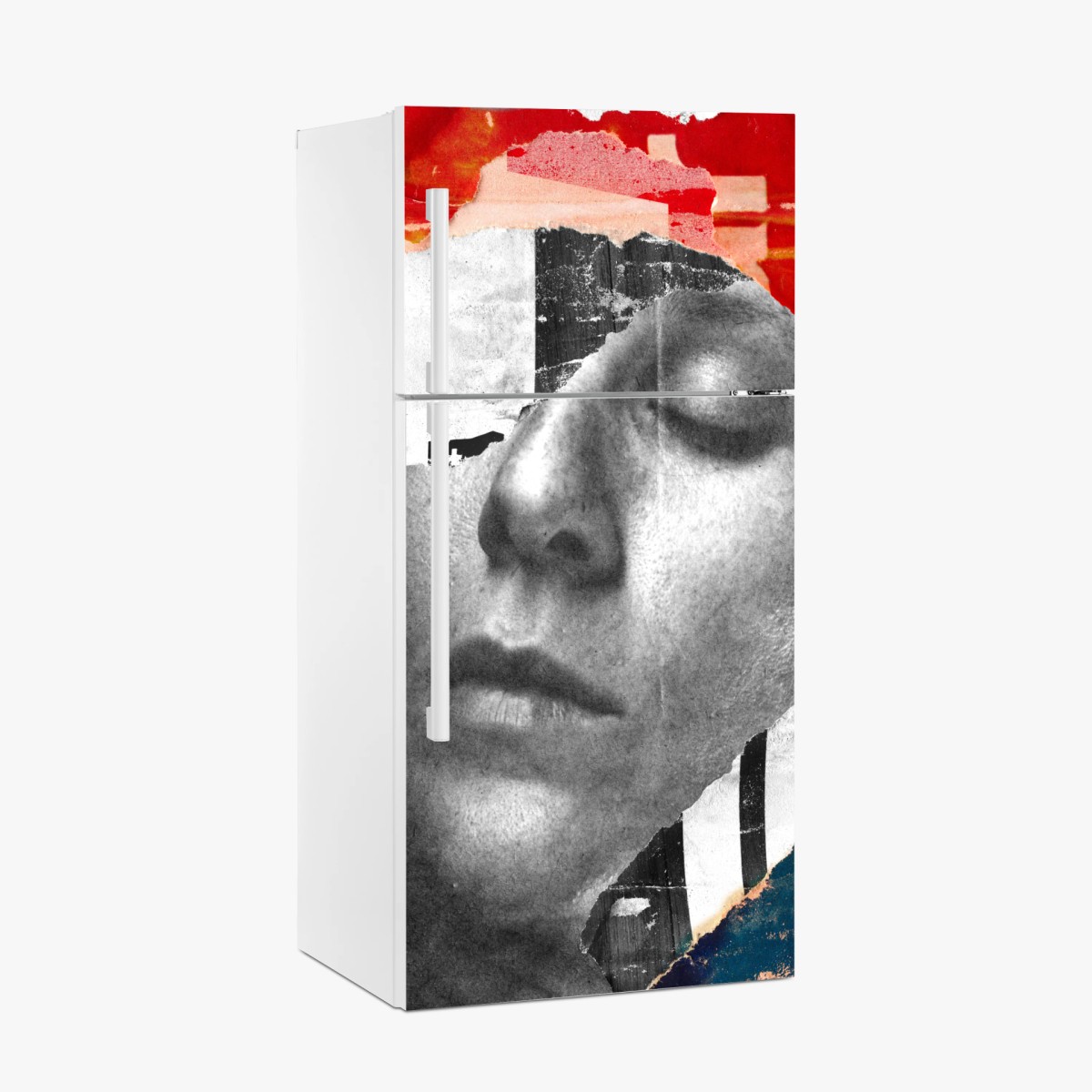 Sticker pour réfrigérateur visage en collage abstrait – Wallnifity®