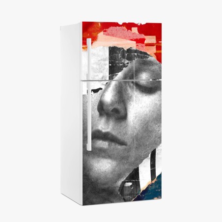 Sticker pour réfrigérateur visage en collage abstrait – Wallnifity®