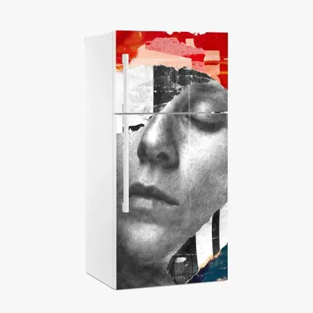 Sticker pour réfrigérateur visage en collage abstrait – Wallnifity®