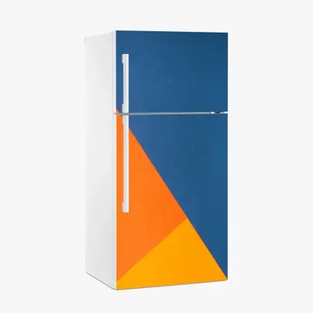 Sticker pour réfrigérateur abstraction géométrique en bleu et orange – Wallnifity®