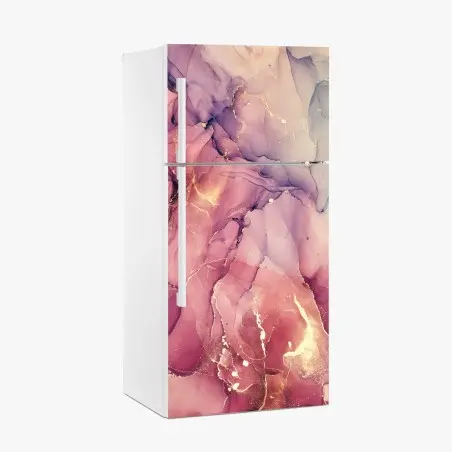 Sticker pour réfrigérateur abstraction marbrée rosée aux reflets dorés – Wallnifity®