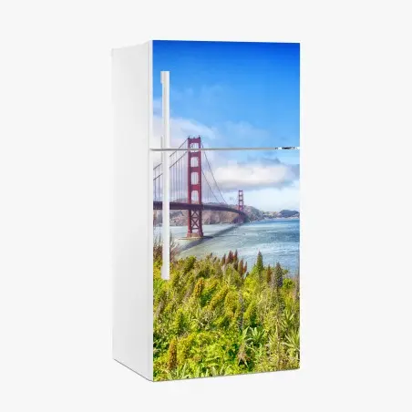 Sticker pour réfrigérateur vue emblématique du Golden Gate à San Francisco – Wallnifity®