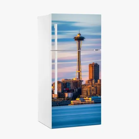 Sticker pour réfrigérateur vue emblématique de la Space Needle à Seattle – Wallnifity®