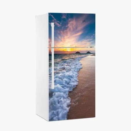 Sticker pour réfrigérateur horizon marin en lumière dorée – Wallnifity®