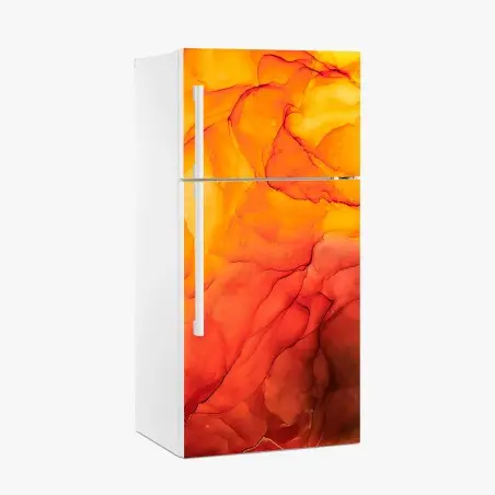 Sticker pour réfrigérateur fusion d'encre orange et rouge – Wallnifity®