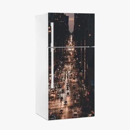 Sticker pour réfrigérateur avenue de Manhattan sous les lumières – Wallnifity®