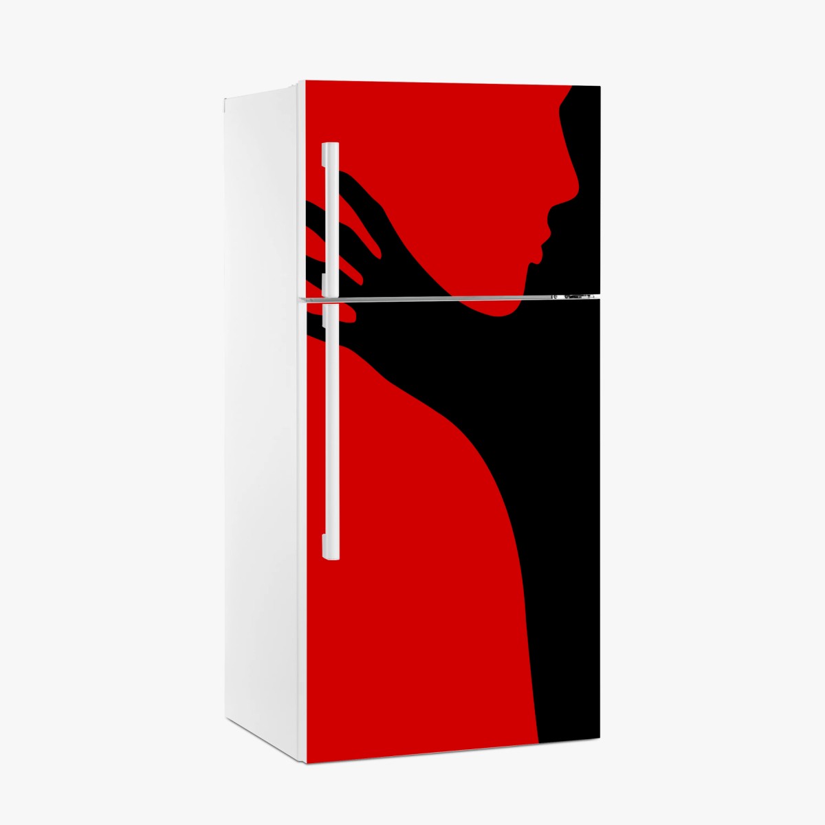 Sticker pour réfrigérateur silhouette romantique en contraste noir et rouge – Wallnifity®
