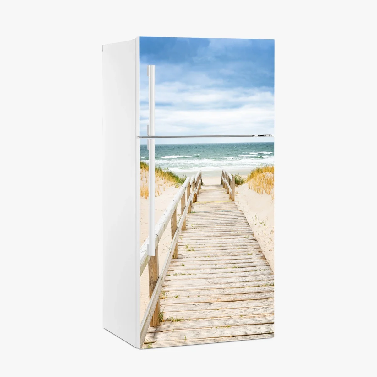 Sticker pour réfrigérateur passerelle en bois vers la plage à Sylt – Wallnifity® Sticker pour réfrigérateur passerelle en bois vers la plage à Sylt – Wallnifity®