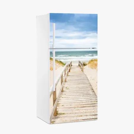 Sticker pour réfrigérateur passerelle en bois vers la plage à Sylt – Wallnifity®