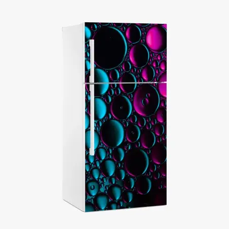 Sticker pour réfrigérateur composition abstraite de bulles cyan et magenta – Wallnifity®
