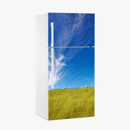 Sticker pour réfrigérateur paysage pastoral sous ciel d'azur – Wallnifity®