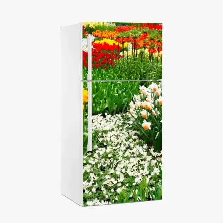 Sticker pour réfrigérateur champ floral printanier aux couleurs vives – Wallnifity®