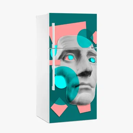 Sticker pour réfrigérateur visage antique en collage géométrique – Wallnifity®