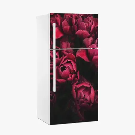 Sticker pour réfrigérateur bouquet de tulipes rouges en gros plan – Wallnifity®