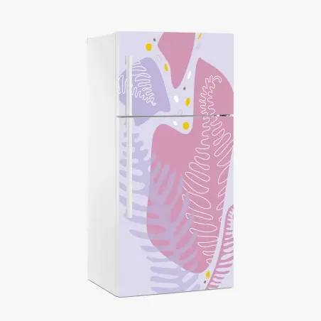 Sticker pour réfrigérateur motif botanique abstrait aux tons pastels – Wallnifity®