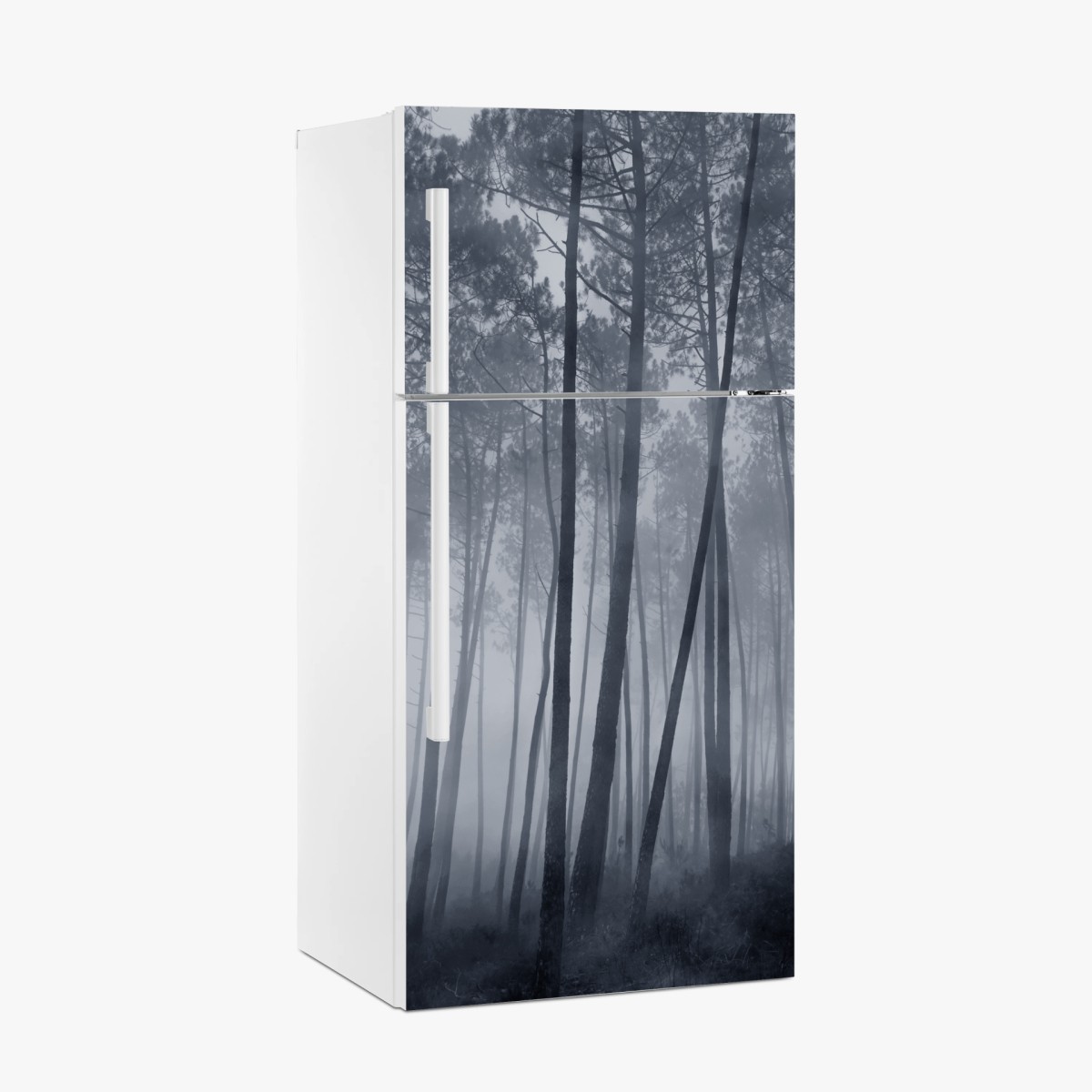 Sticker pour réfrigérateur forêt de pins embrumée la nuit – Wallnifity®