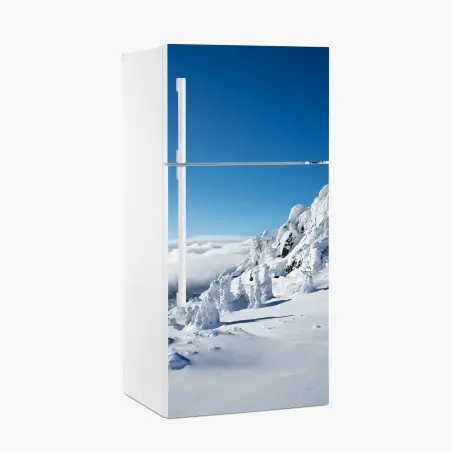 Sticker pour réfrigérateur panorama hivernal au sommet enneigé – Wallnifity®
