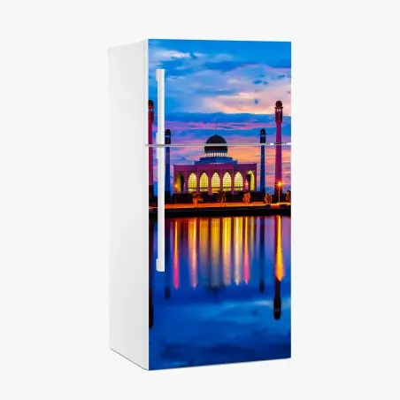 Sticker pour réfrigérateur coucher de soleil à la mosquée centrale de Songkhla – Wallnifity®