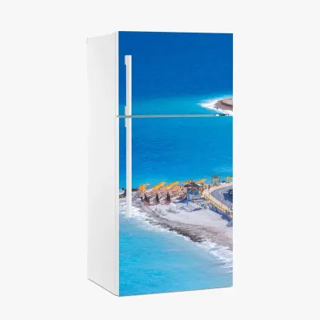 Sticker pour réfrigérateur couleurs d'été à Elli Beach, Rhodes – Wallnifity®