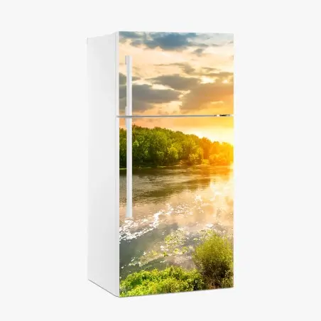 Sticker pour réfrigérateur coucher de soleil sur la rivière tranquille – Wallnifity®